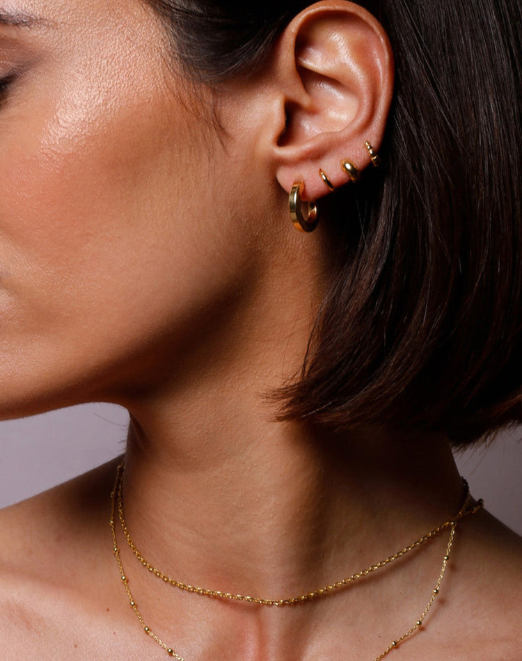 Small Square Gold Chunky Hoop Earrings